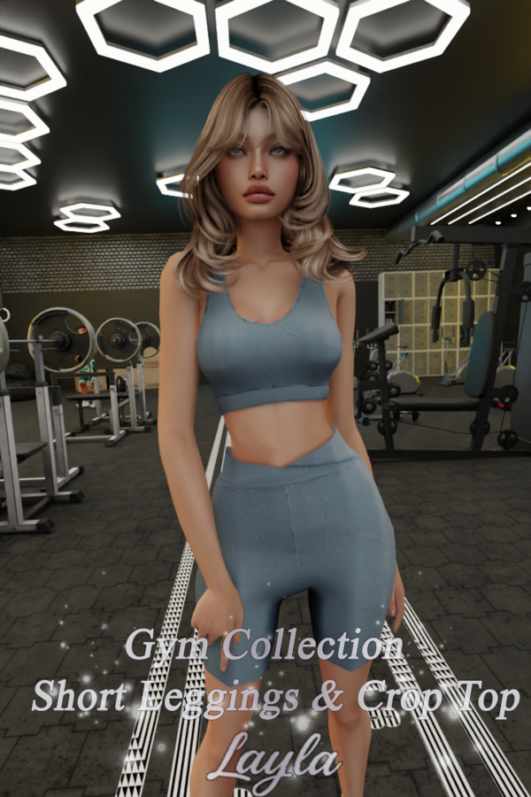 Alpha Gym Collection Short Leggings Crop Top by simsfinds - The Sims 4 Custom Content