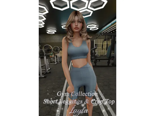 Alpha Gym Collection Short Leggings Crop Top by qLayla - The Sims 4 Custom Content