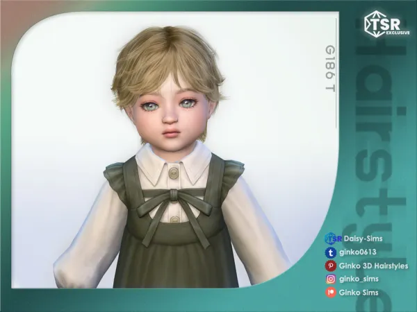 Alpha Short Messy Hair for Toddlers Ginko 186T by Daisy Sims - The Sims 4 Custom Content