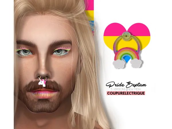 Alpha PRIDE SEPTUM by [COUPURELECTRIQUE] - The Sims 4 Custom Content