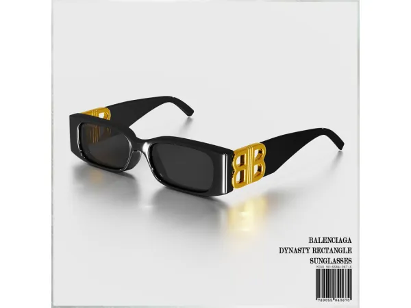 Alpha Balenciaga Dynasty Rectangle Sunglasses by mirosims2020 - The Sims 4 Custom Content