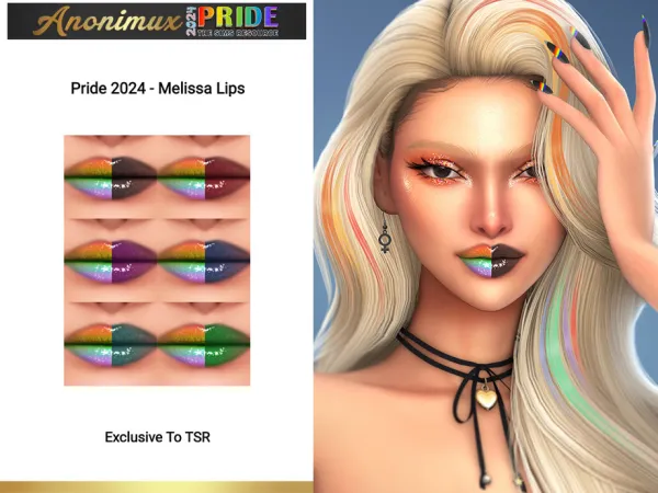 Alpha Pride 2024 Melissa Lips by Anonimux Simmer - The Sims 4 Custom Content
