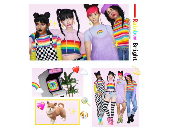 Alpha Rainbow Bright Lookbook 41785736887823 by ovenfinds - The Sims 4 Custom Content