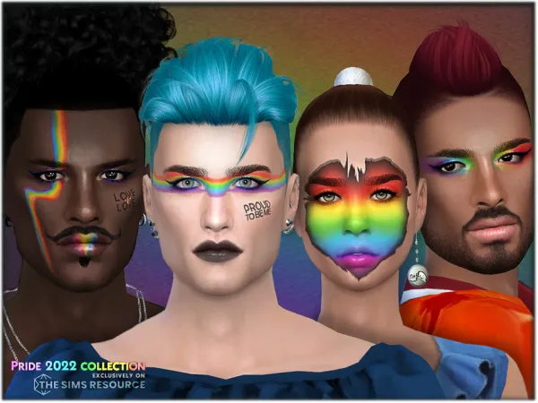 Alpha PRIDE 2022 Rainbow Faces by BAkalia - The Sims 4 Custom Content