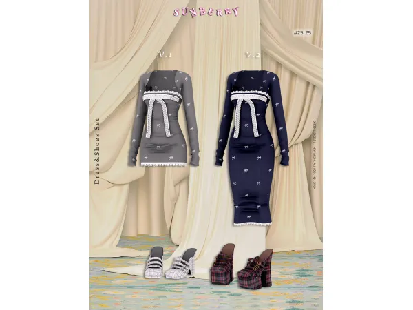 Alpha [SUNBERRY] 2525 Ribbon Dress - The Sims 4 Custom Content