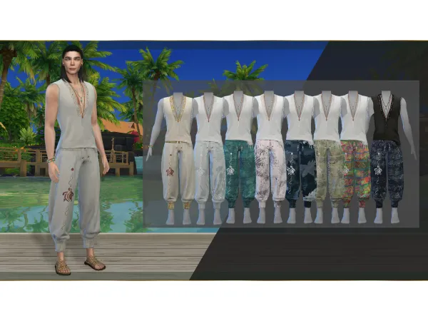Maxis Match Men bohemian summer outfit by Modco Studios - The Sims 4 Custom Content