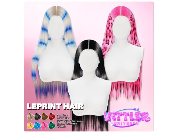 Alpha LEPRINT Female Hair by VittlerUniverse - The Sims 4 Custom Content