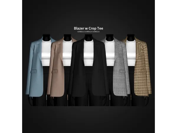 Alpha Blazer w Crop Tee by gorillax3 - The Sims 4 Custom Content