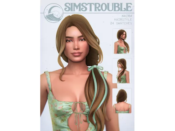 Maxis Match Naira Hairstyle (2 Versions) by simstrouble - The Sims 4 Custom Content