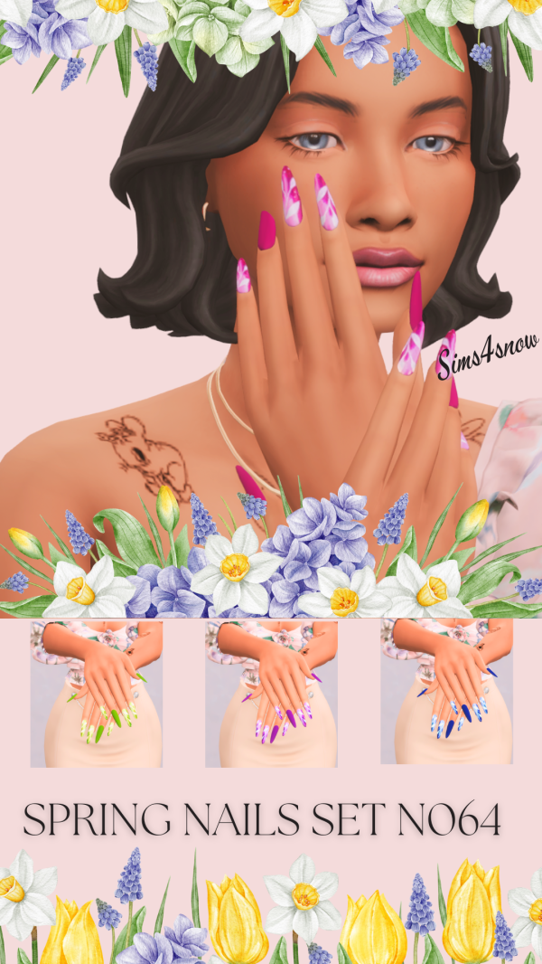 Maxis Match Spring Nails Set N064 by simsfinds - The Sims 4 Custom Content