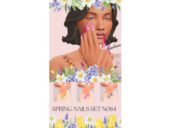 Maxis Match Spring Nails Set N064 by Sims4Snow - The Sims 4 Custom Content