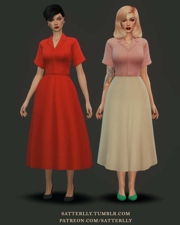 Alpha Retro dress Betty by simsfinds - The Sims 4 Custom Content