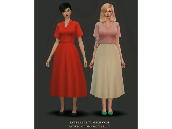 Alpha Retro dress Betty by satterlly - The Sims 4 Custom Content