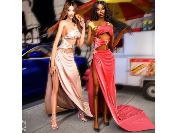 Alpha High Slit Cutout Mermaid Gown - The Sims 4 Custom Content