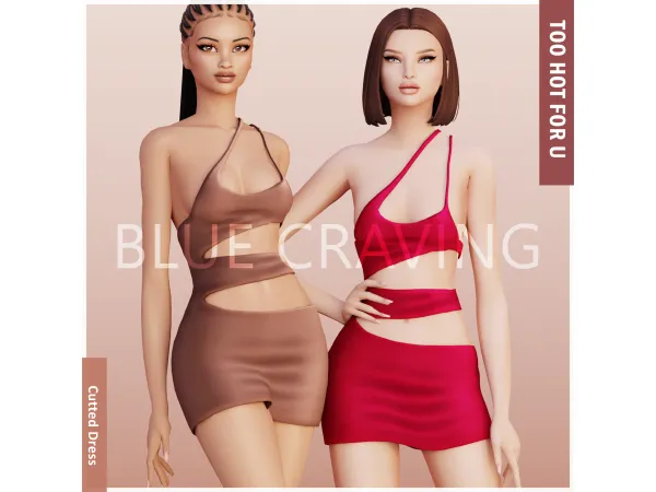 Maxis Match Blue Craving Cutted Dress - The Sims 4 Custom Content
