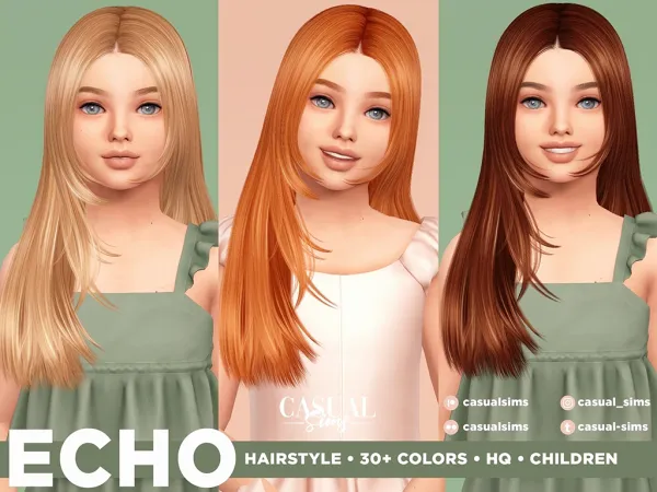 Alpha Echo hairstyle Children LEFT (No Bangs) - The Sims 4 Custom Content