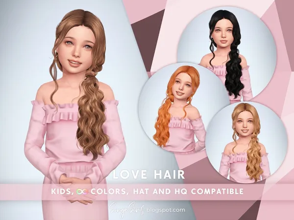 Alpha Love Hair (Version 1) Kids - The Sims 4 Custom Content