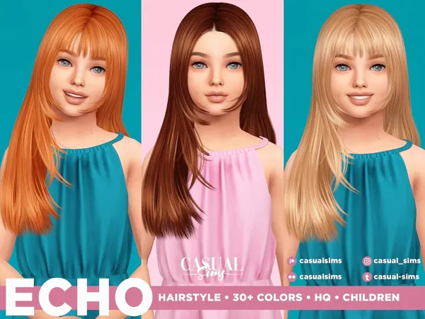 Alpha Echo hairstyle Children LEFT (With Bangs) - The Sims 4 Custom Content