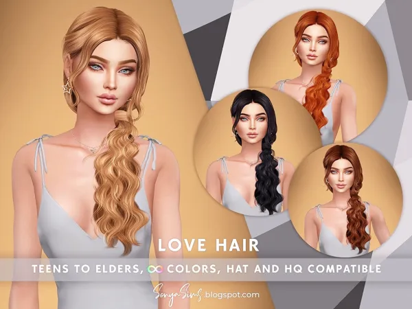 Alpha Love Hair (Version II) - The Sims 4 Custom Content
