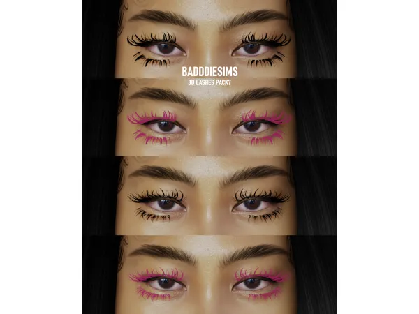 Alpha 3D LASHES PACK7 by BadddieSims - The Sims 4 Custom Content