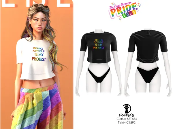 Alpha Daph's PRIDE2025 Clothes SET484 T shirt C1592 - The Sims 4 Custom Content