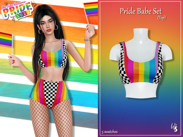 Mix Pride Babe Set Top - The Sims 4 Custom Content
