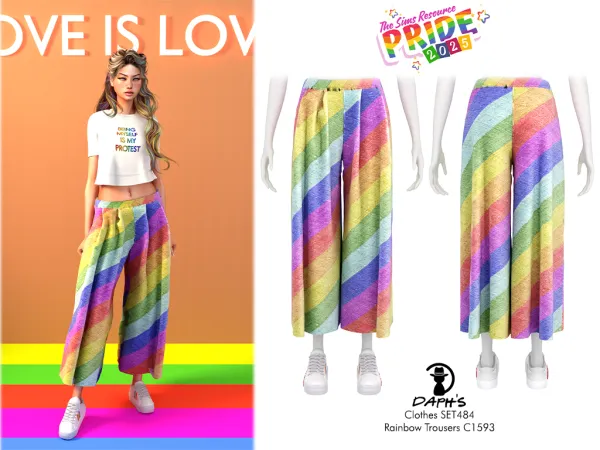 Alpha Daph's PRIDE2025 Clothes SET484 Rainbow Trousers C1593 - The Sims 4 Custom Content