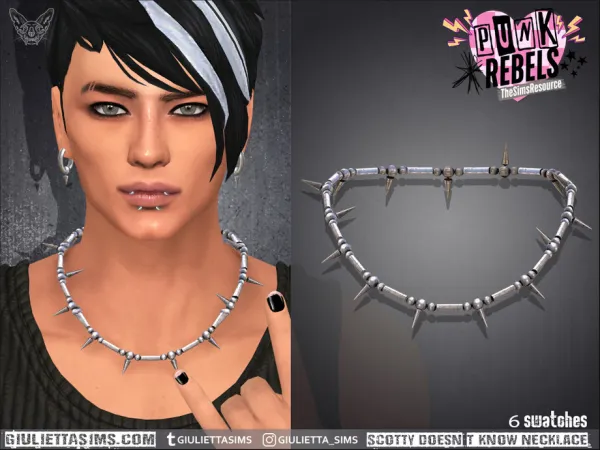 Alpha Punk Rebels Scotty Doesnt Know Spiky Necklace - The Sims 4 Custom Content