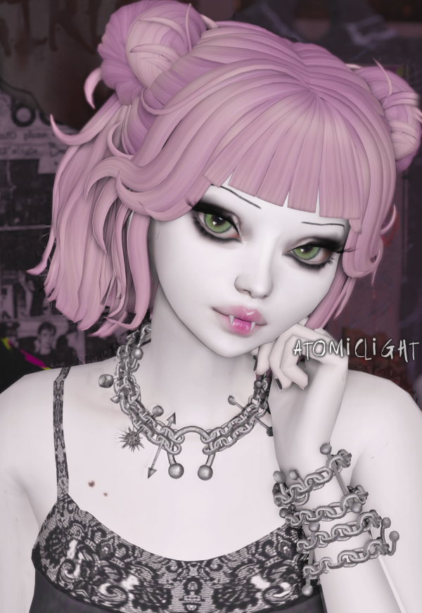 Alpha pierced metallic necklace and bracelet by Atomiclight - The Sims 4 Custom Content