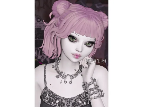Alpha pierced metallic necklace and bracelet by Atomiclight - The Sims 4 Custom Content