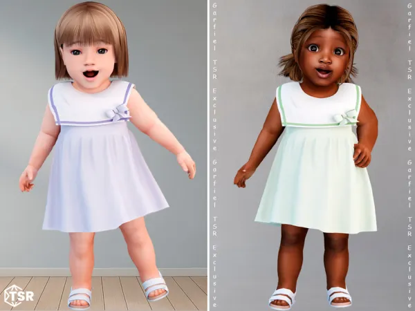 Maxis Match Deneve Pastel infant dress with sailor collar by Garfiel - The Sims 4 Custom Content