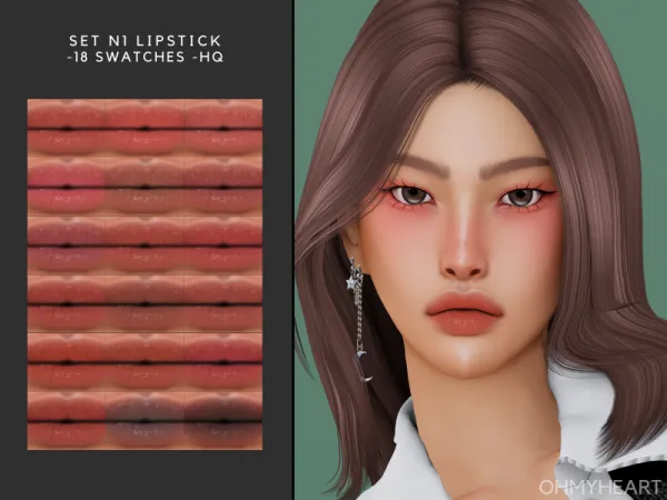 Alpha Set N1 Lipstick by ohmyheart - The Sims 4 Custom Content