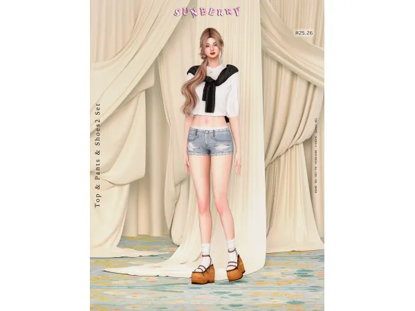 Alpha [SUNBERRY] 2526 Wedge Sandals 2 Set - The Sims 4 Custom Content