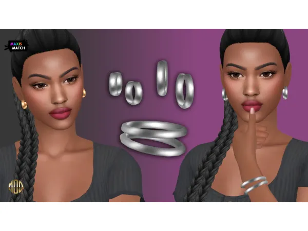 Maxis Match Plain hoop jewelry set by NataliS - The Sims 4 Custom Content