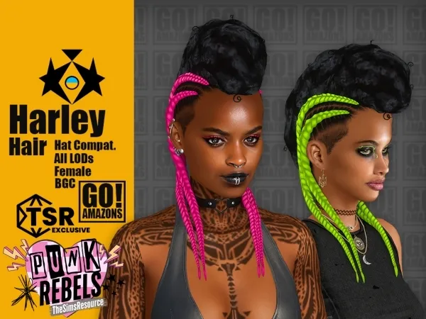 Maxis Match Harley Hair (Punk Rebels) - The Sims 4 custom content