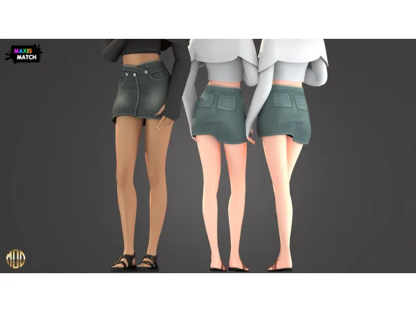 Maxis Match YASMIN SET DENIM SKIRT ModCo Studios - The Sims 4 Custom Content