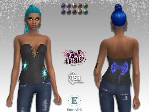 Maxis Match erinaok punk rebels womens top 052225 - The Sims 4 Custom Content
