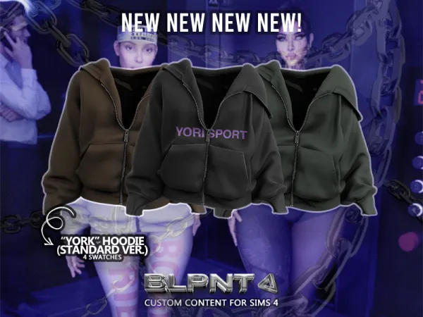 Alpha YORK Hoodie (Standard Version) - The Sims 4 Custom Content
