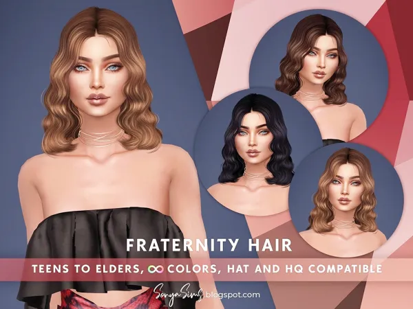 Alpha Fraternity Hair - The Sims 4 Custom Content
