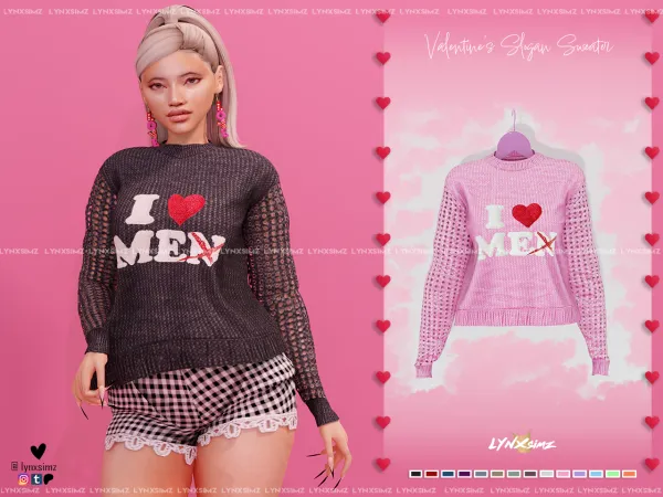 Valentine'S Slogan Sweater ~ Special Supporters 🎀 by Lynxsimz - The Sims 4 custom content