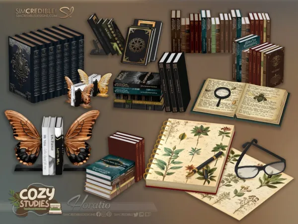 Alpha Horatio Books Cozy Studies Collection - The Sims 4 Custom Content