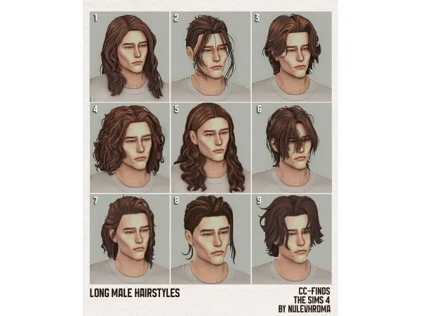 Maxis Match Finds Long Male Hairstyles by nulevhroma - The Sims 4 Custom Content