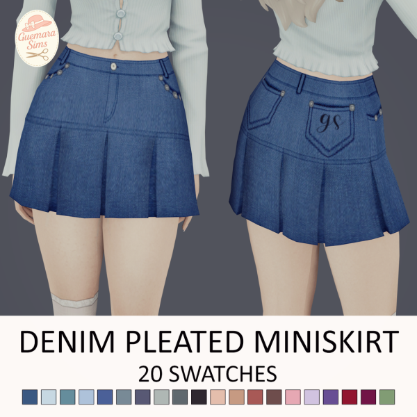 Maxis Match Denim Pleated Miniskirt by simsfinds - The Sims 4 Custom Content