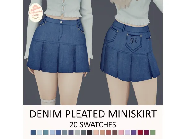 Maxis Match Denim Pleated Miniskirt by guemarasims - The Sims 4 Custom Content