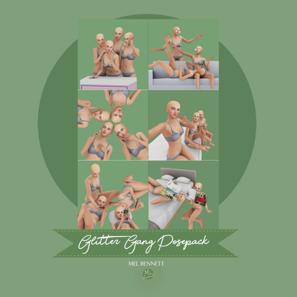 Mix Glitter Gang Posepack by melbennett - The Sims 4 Custom Content