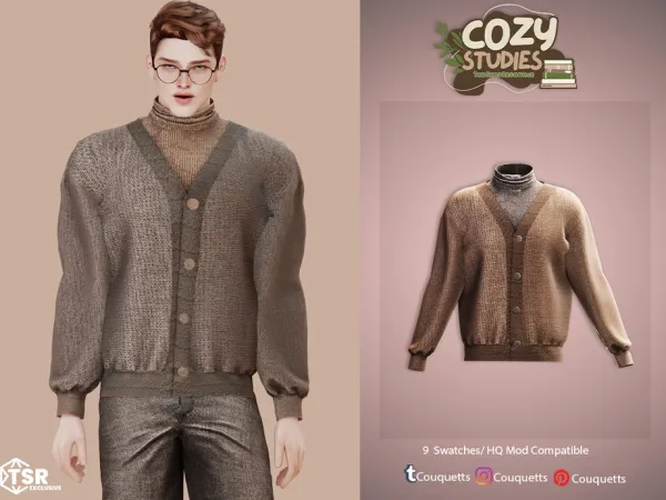 Alpha Cozy Studies Karl Sweater Top by couquett - The Sims 4 Custom Content