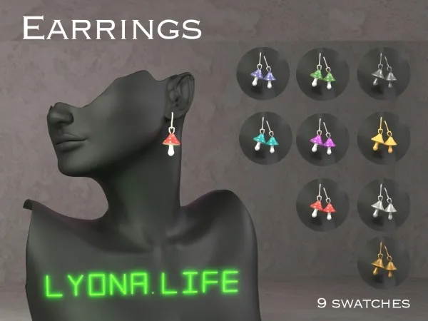 Maxis Match Earrings Mushrooms - The Sims 4 Custom Content