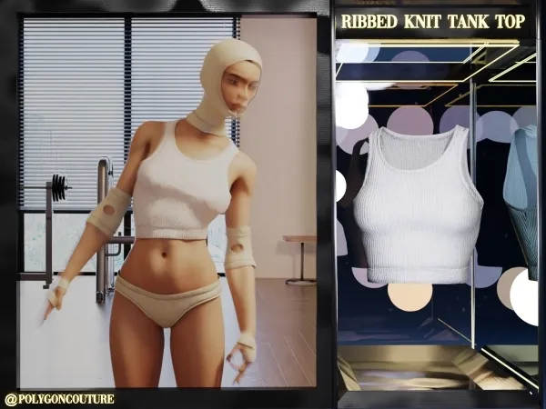 Alpha Ribbed Knit Tank Top by polygoncouture - The Sims 4 custom content