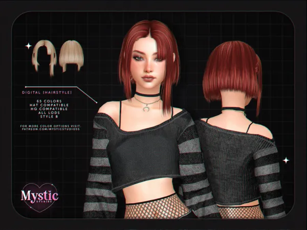 Alpha Digital (Hairstyle) Style B by Mystic Studios - The Sims 4 Custom Content