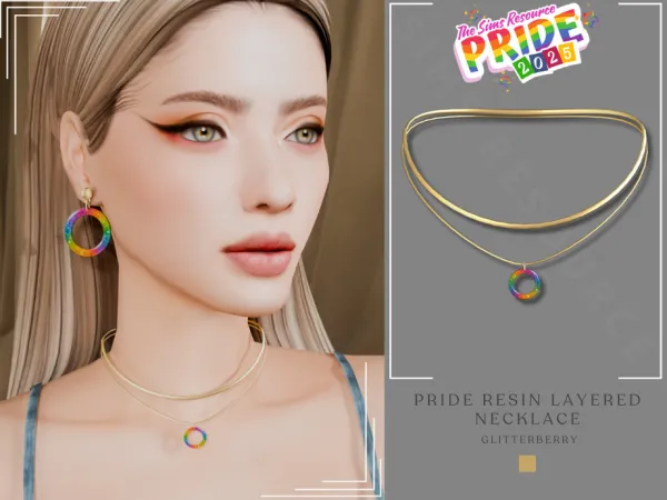 Alpha Pride Resin Layered Necklace - The Sims 4 Custom Content